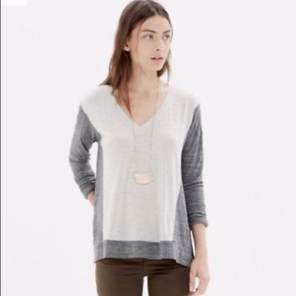 Madewell Color Block VNeck Long Sleeve T-Shirt